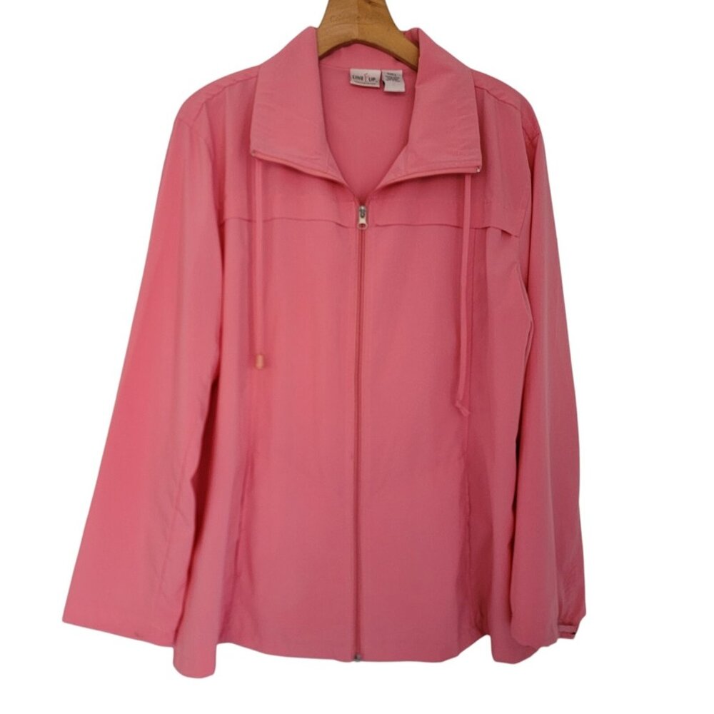 Line Up For Sport Golf Jacket Windbreaker Women Golfers‎ Pink Zip Front L
